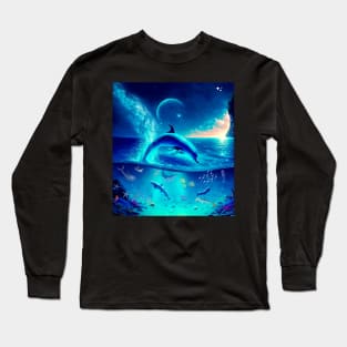 For Dolphin Lovers In The Moonlight Long Sleeve T-Shirt